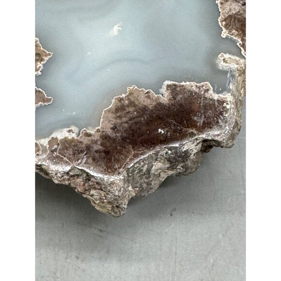 Natural Agate Geode Slice With Polished Center & Rough Edges 4x3x2" brown READ - Picture 7 of 11